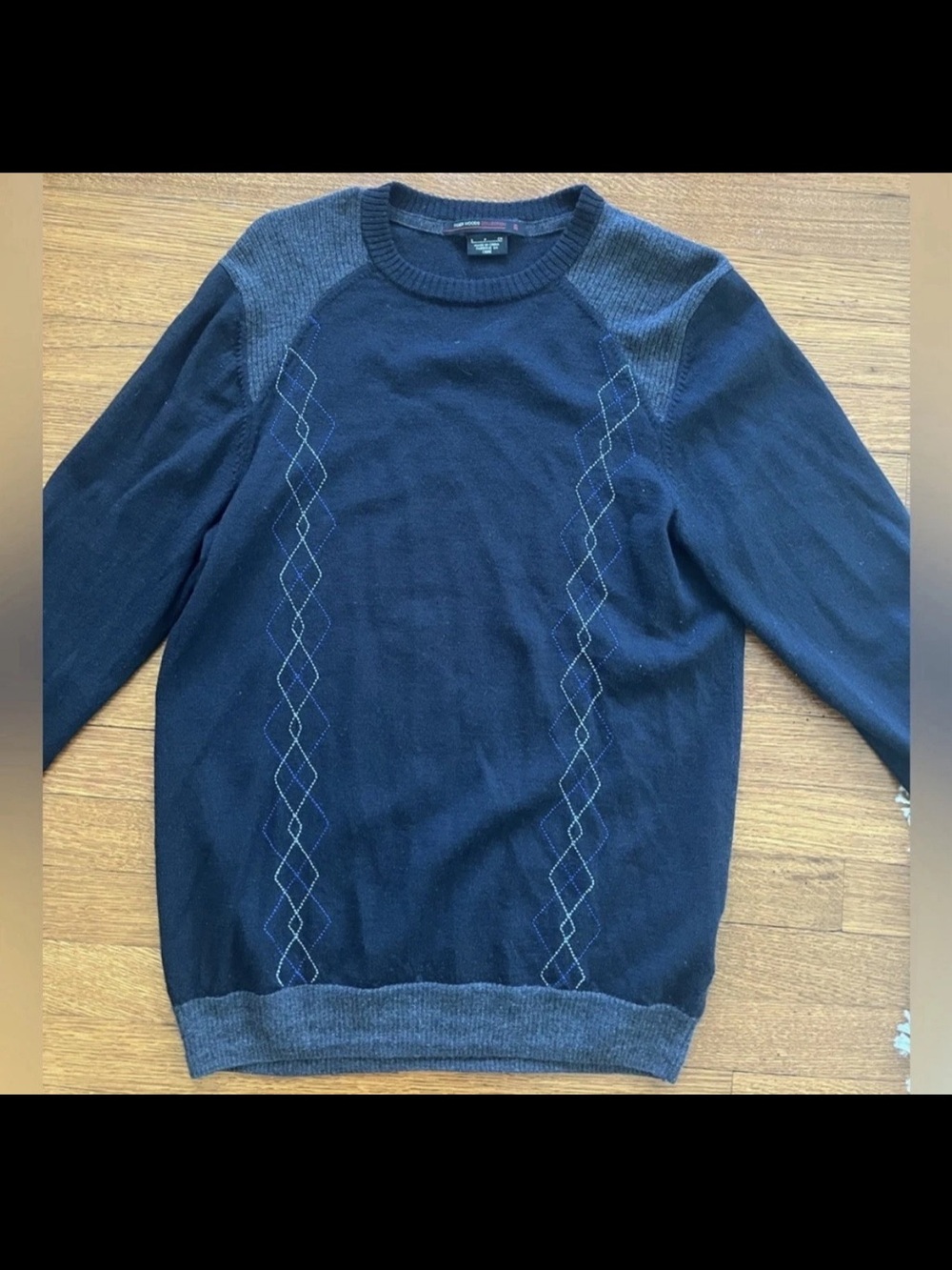 Tiger Woods Collection Blue Gray Merino Wool Sweater S